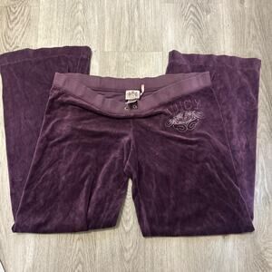 Juicy couture plum purple glittery lowrise flare tracksuit pants